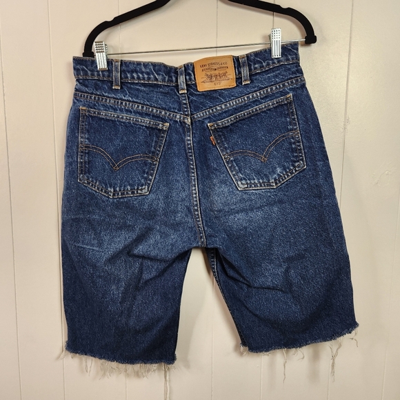 Vintage Levis 619 Jean Shorts Jorts Cutoffs Frayed Dark Festival Orange Tab 31 - Picture 3 of 9